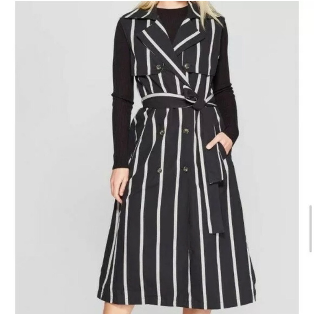 Who What Wear Striped Trench Coat Dress | Small